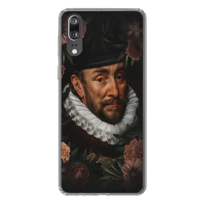 Produktbild von MuchoWow® Handyhülle Schutzhülle Hülle für Huawei P20 Wilhelm von Oranien - Kunst - Blumen Silikon Softcase Handy Hülle - Hardcover