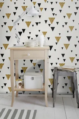 Produktbild von Coloray Fototapete 250x250 cm Latextapete Magicstick - Geometrisches Dreieck Gold Akzent
