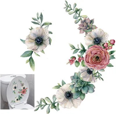 Produktbild von Toilettenblumen-Aufkleber, Wanddeko für WC und Badezimmer