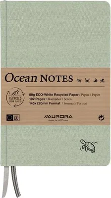 Produktbild von Aurora - Notizbuch Ocean A5 192 Seiten liniert 80gr Leinenstruktur Einband grün | 4 Stück