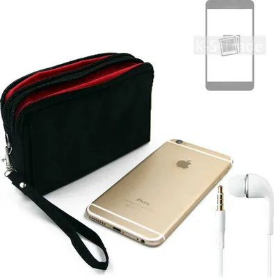 Produktbild von TOP SET kompatibel mit Samsung Galaxy S22 Handy Hülle Gürteltasche schwarz + Kopfhörer Travel Bag Travel-Case mit Diebstahlschutz praktische Schutz