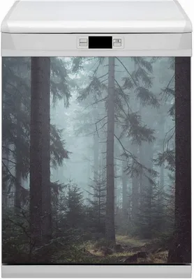 Produktbild von Geschirrspüle Magnet für Spülmaschine Magnetmatte Küche Magnete  Dekorative 60x70 cm  - Nebliger Wald