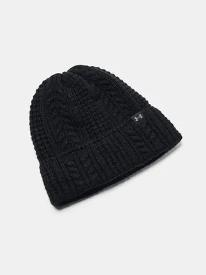 Image de Under Armour W Halftime Cable Knit Beanie - black, Taille:-