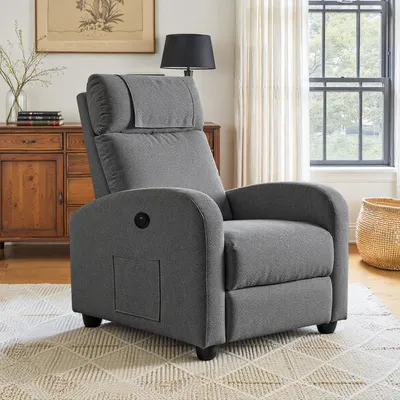 Relaxfauteuil mit USB & Type-C, verstellbar, dunkelgrau
