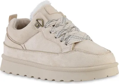 Produktbild von VAN HILL Damen Warm Gefütterte Sneaker Low Bequeme Profil-Sohle Schuhe 841830, Farbe: Beige, Größe: 37