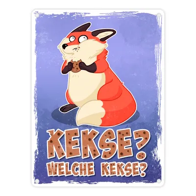 Produktbild von Kekse? Welche Kekse? Metallschild in 15x20 cm mit lustigem Fuchs