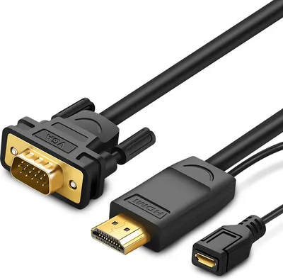 Zdjęcie produktu dla Adapter Ugreen MM101, HDMI, VGA, Micro USB, 1,5 m, czarny