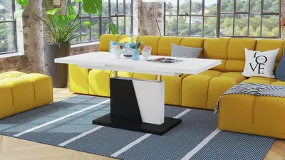 Produktbild von Design Couchtisch Grand Noir ausziehbar höhenverstellbar Tisch 120-180 cm Esstisch