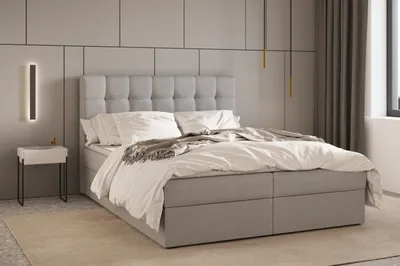 Produktbild von Kontinentalbett, Boxspringbett, Bett mit bettkasten, Bonell-Matratze und Topper, Doppelbett - Boxspringbett 05 - 140x200 - Hellgrau - Hugo 91