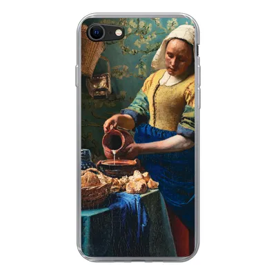 Produktbild von MuchoWow® Handyhülle Schutzhülle Hülle für iPhone 7 Milchmädchen - Mandelblüte - Alte Meister Silikon Softcase Handy Hülle - Kartenhalter