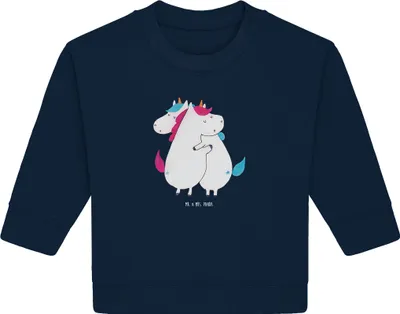Produktbild von Mr. & Mrs. Panda Organic Baby Pullover Einhörner Umarmen 6. - 12. Monat - French Navy - Geschenk, Freundin, Einhorn, Bullover, Familie, Liebe, Unicorn