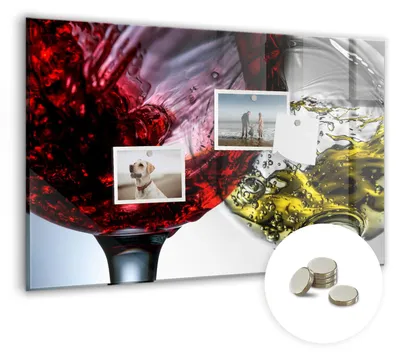 Produktbild von Dekorative Magnettafel 60x40 cm - Magnetwand - für Fotos, Karten und Notizen - Fotowand - Memoboard - Magnetpinnwand - Wanddekoration - Gläser Wein