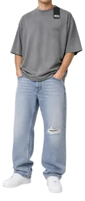 Produktbild von Diesel T-wash-out Herren-T-Shirt, grau, verblasst, übergroß, kurzärmelig