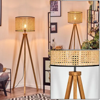 Produktbild von Casalina Stehlampe aus Holz/Wiener Geflecht/Rattan in Naturfarben/Schwarz