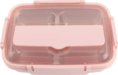 Obrázok produktu pre Obed Box 4 oddelenia Design 304 z nehrdzavejúcej ocele zodpovedajúce stolové nádoby Prenosné obedové kontajnery pre školskú kanceláriu Ružová