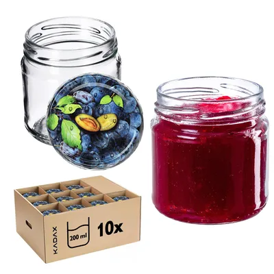Produktbild von KADAX Einmachgläser mit Deckel "Lerma", Einweckgläser, 200 ml, Deckel mit Pflaumenmuster, 10 Stück