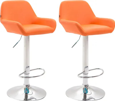 Produktbild von CLP 2er Set Barhocker Braga Kunstleder drehbar und höhenverstellbar orange Gestell Farbe chrom