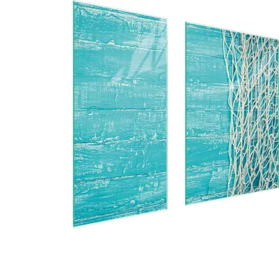 Produktbild von Herdabdeckplatten 2 teilig 75x52 Glaskeramikkochfeld Abdeckung Glas Schneidebrett Holz Türkis