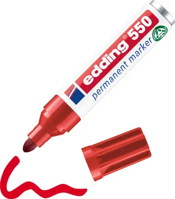 Produktbild von Edding 550, Rot, Rot, Kunststoff, 3 mm, 4 mm, Karton, Glas, Metall, Papier, Kunststoff, Holz