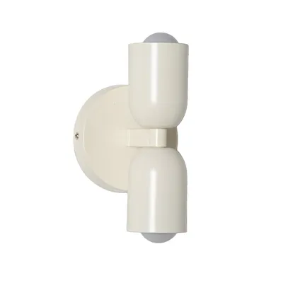Produktbild von TWIN Wandleuchte E27 2-flammig, cremefarbene Metalllampe mit Up Down Beleuchtung, moderne Wandlampe für Schlafzimmer Flur Wohnzimmer