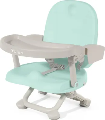 Produktbild von YOLEO Child Booster Chair, Tragbarer Hochstuhl für Baby, mit Sicherheitsgurt und abnehmbarem Tablett, Grün