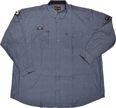 Productafbeelding van Herenoverhemd KAMRO, oversized model, grijsblauw met applicaties, maat 4XL