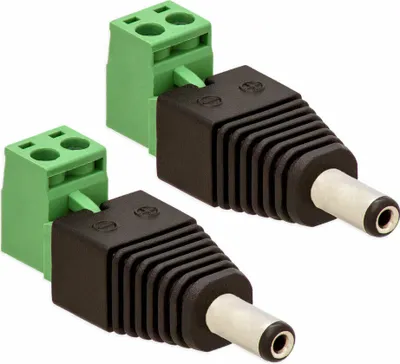 Produktbild von 2x DC Hohl Stecker Adapter 5,5 x 2,1mm > Terminalblock 2Pin Schraub Klemme 2-teilig