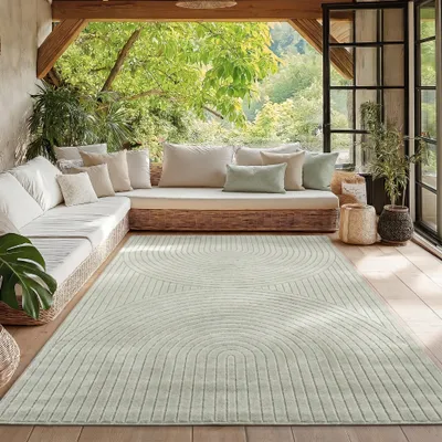 Image de Homebyhome Tapis d’Extérieur Design Boho Moderne Effet 3D Résistant aux UV Idéal pour Terrasse Salon et Cuisine, Taille: 240x340 cm