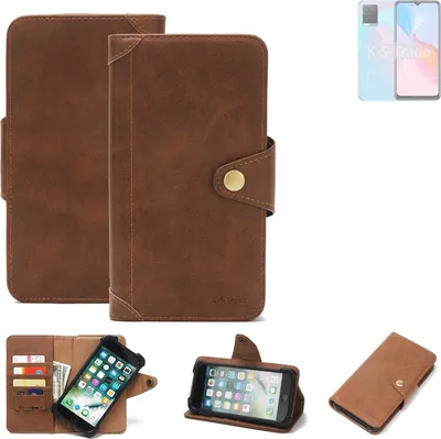 Produktbild von K-S-Trade Handyhülle kompatibel mit Vivo Y21s Schutz Hülle Walletcase Bookstyle Tasche Case Handytasche Wallet Flipcase Cover PolyurethanBraun (1x)