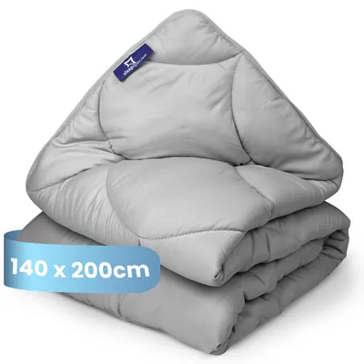 Produktbild von Slaapspeciaal Bettdecke ohne Bezug 140x200 - Ganzjahresdecke [Wärmeklasse 2] Atmungsaktiv & Regulierend - Gelfasern für Daunengefühl - Hellgrau
