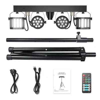 Obrázok produktu pre Sada pódiových reflektorov, RGBW LED efekty, možnosť ovládania DMX, čierna, zástrčka EÚ