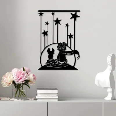 Produktbild von Wallity, The Little Prince 5, Nachbildungatives Wandaccessoire aus Metall, Schwarz, 100 % METALL, 43 x 60 cm