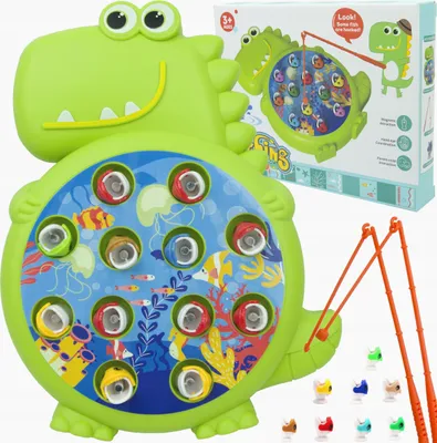Zdjęcie produktu dla Zręcznościowa Gra Łowienie Rybek Gra W Kształcie Dinozaura Dwie Wędki Rybki