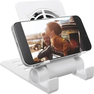 Obrázok produktu pre Skladací chladiaci stojan na mobilný telefón a tablet Viacúčelový nastaviteľný stojan na telefón s chladiacim ventilátorom Nízka hlučnosť Široká kompatibilita Biela