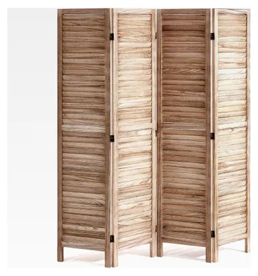 Produktbild von Raumteiler Paravent aus Holz, 4-teilig, faltbarer Sichtschutz, 170 cm hoch, tragbarer Dekorationsschirm zur Raumtrennung für Zuhause, Restaurant, Schlafzimmer