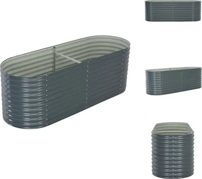 Immagine prodotto di vidaXL Letto da giardino rialzato 240 x 80 x 81 cm Acciaio zincato Grigio - Vasi e fioriere