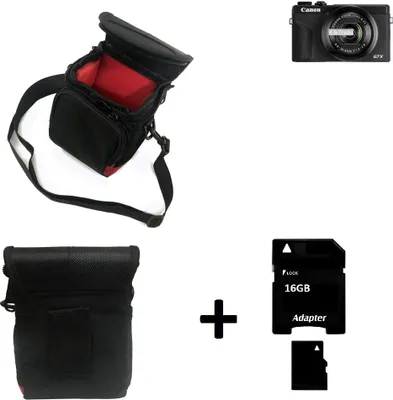 Produktbild von K-S-Trade Kameratasche Fototasche Umhängetasche Schutz Hülle kompatibel mit Canon PowerShot G7 X Mark III mit Zusatzfach und teilbaren Innenraum mit
