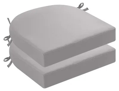 Produktbild von Gartenstuhlkissen 2er-Set, 7 cm dick, wasserdichte Sitzkissen mit Bändern für Gartenmöbel, U-förmige Stuhl-Esskissen, 50 x 50 cm, Grau