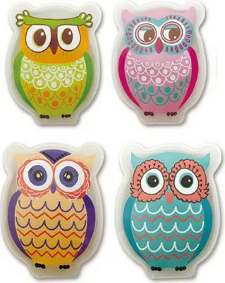 Produktbild von 4er SET Taschenwärmer Handwärmer - im Eulen 2-design