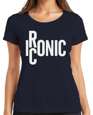 Immagine prodotto di Maglietta da donna Iconic Lettering Statement Urban Minimalist Retro Vintage, Navy, XXL