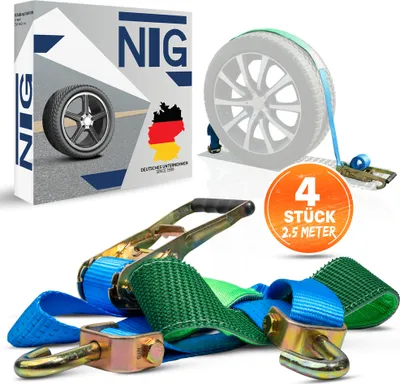Produktbild von Spanngurte Autotransport 4 Stück 5000kg 50 mm Reifengurt Radsicherung Zurrgurte
