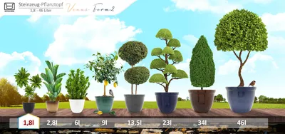 Produktbild von KERAZO Blumentopf Pflanzkübel Venus aus Keramik mit Bodenloch 19x15 cm frostfest, standfest, Farbe: anthrazit