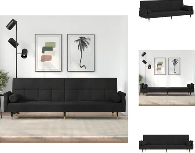 Produktbild von vidaXL Schlafsofa mit Kissen Schwarz Samt -  Sofas