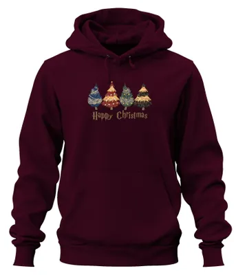 Zdjęcie produktu dla Wesołych Świąt! Świąteczny choinka. Święta Bożego Narodzenia. Bluza z kapturem "Magik", kolor burgundzki, rozmiar 3XL
