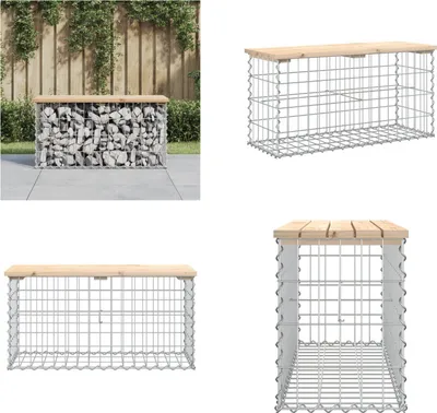 Obrázok produktu pre vidaXL Gabionová záhradná lavička 83x31,5x42 cm z masívneho borovicového dreva - záhradná lavička - záhradné lavičky - vonkajšia lavička