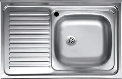 Immagine prodotto di Lavello appoggio acciaio inox 80x50 cm una vasca e gocciolatoio sinistro SA216