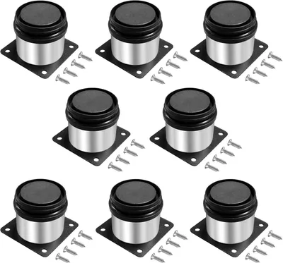Produktbild von 8 Stück Runde Verstellbare Möbelfüße Metall, 5cm | Möbelfüße Höhenverstellbar Edelstahl,Einstellbare Höhe 0-15 mm für Schrankfüsse,Möbelfüsse,Bettfüße,Tischbeine(mit Schrauben)