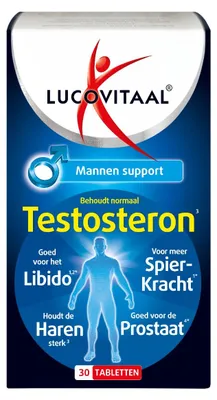 Productafbeelding van Lucovitaal Testosteron Mannen Support met Zink, Vitamine C, Seleen & Vitamine D3, Voedingssupplement voor Volwassenen, Voor Testosterongehalte en Spieren