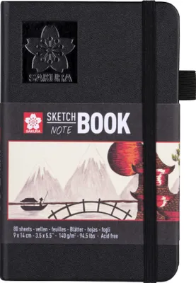 Zdjęcie produktu dla SAKURA 94140001 Szkicownik/notatnik SAKURA, 90 x 140 mm, czarny/kremowo-biały