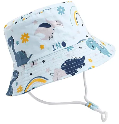 Produktbild von Sonnenhut Kinder 1-8 Jahre Jungen Mädchen Blau Regenbogen Dinosaurier Baumwolle Mesh